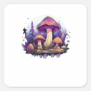 Whimsigoth Mushrooms And Crystals Classic Square Sticker