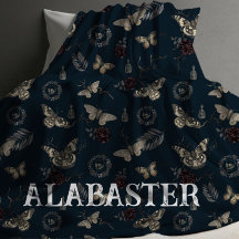 Whimsigoth Navy Personalised Baby Moth Blanket 