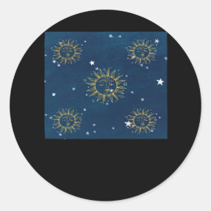 Whimsigoth Night Sky Sun Moon Witchy Classic Desig Round Sticker