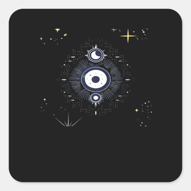 Whimsigoth Night Sky Sun Moon Witchy Classic Vinta Square Sticker (Front)