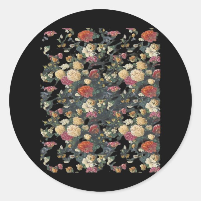 Whimsigoth Old Victorian Floral Oil Painting Class Classic Round Sticker (Front)