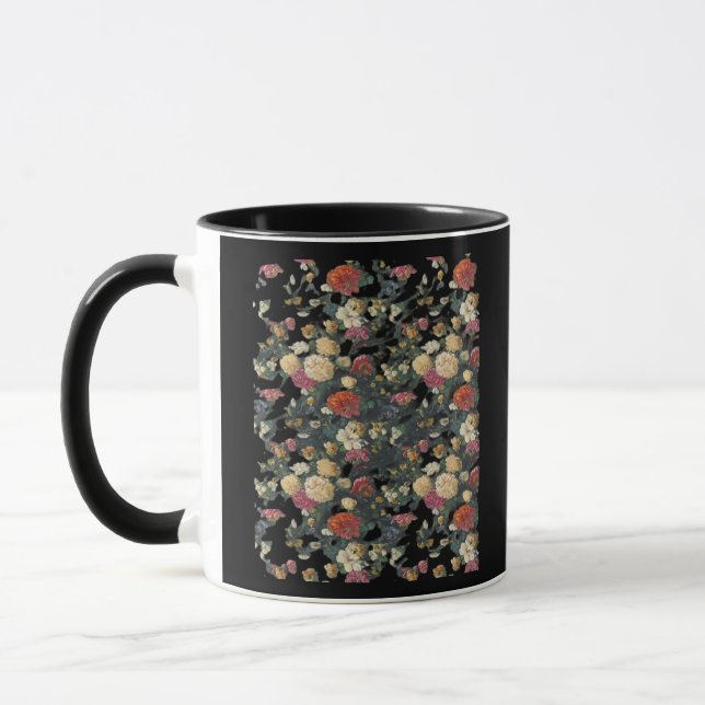 Whimsigoth Old Victorian Floral Oil Painting Class Mug (Left)