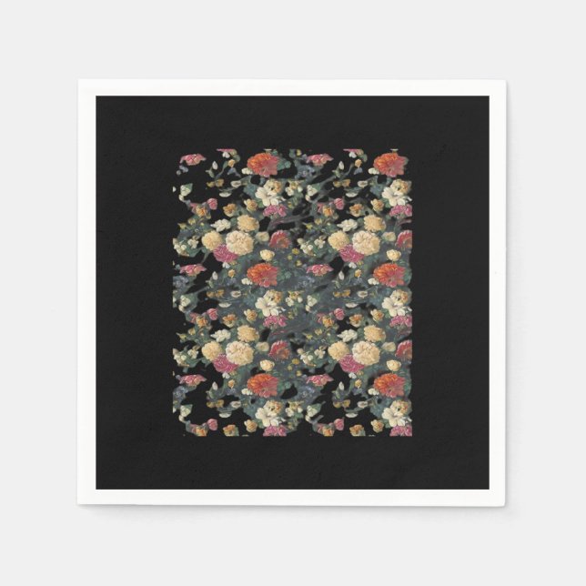 Whimsigoth Old Victorian Floral Oil Painting Class Napkin (Front)