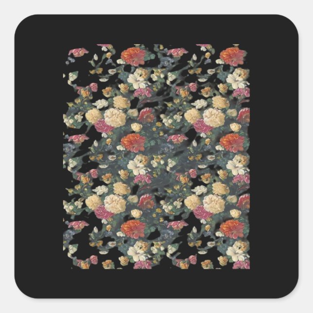 Whimsigoth Old Victorian Floral Oil Painting Class Square Sticker (Front)