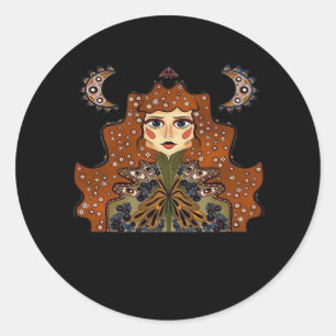 Whimsigoth Portrait Classic Round Sticker