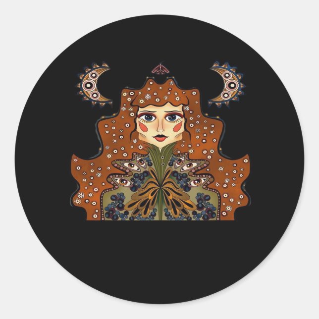 Whimsigoth Portrait Classic Round Sticker (Front)