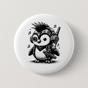 Whimsigoth Punkrock Weirdcore Penguin Vintage Art 6 Cm Round Badge