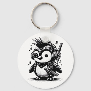 Whimsigoth Punkrock Weirdcore Penguin Vintage Art Key Ring