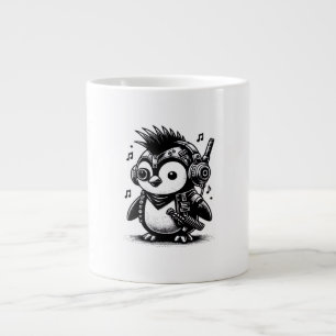 Whimsigoth Punkrock Weirdcore Penguin Vintage Art  Large Coffee Mug