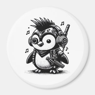 Whimsigoth Punkrock Weirdcore Penguin Vintage Art  Magnet