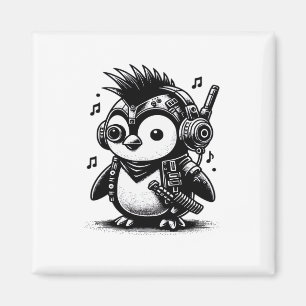 Whimsigoth Punkrock Weirdcore Penguin Vintage Art Magnet