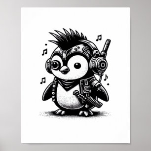 Whimsigoth Punkrock Weirdcore Penguin Vintage Art Poster