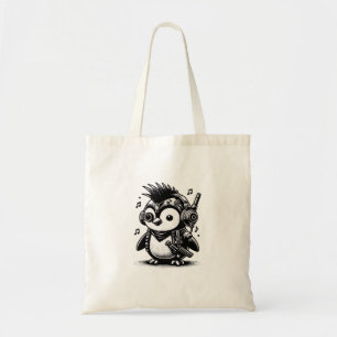 Whimsigoth Punkrock Weirdcore Penguin Vintage Art  Tote Bag