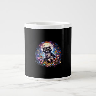 Whimsigoth Raccoon By Moonlight, Cute Colorful Fan Large Coffee Mug