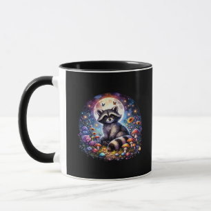 Whimsigoth Raccoon By Moonlight, Cute Colorful Fan Mug
