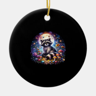 Whimsigoth Racoon By Moonlight, Cute Colourful Fan Ceramic Tree Decoration