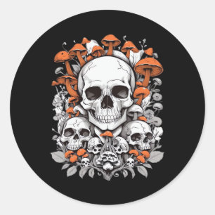 Whimsigoth Skulls & Mushrooms Vintage Botanical Ae Classic Round Sticker