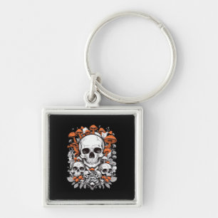 Whimsigoth Skulls & Mushrooms Vintage Botanical Ae Key Ring