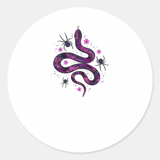 Whimsigoth Snake Flowers Classic Classic Round Sticker (Front)