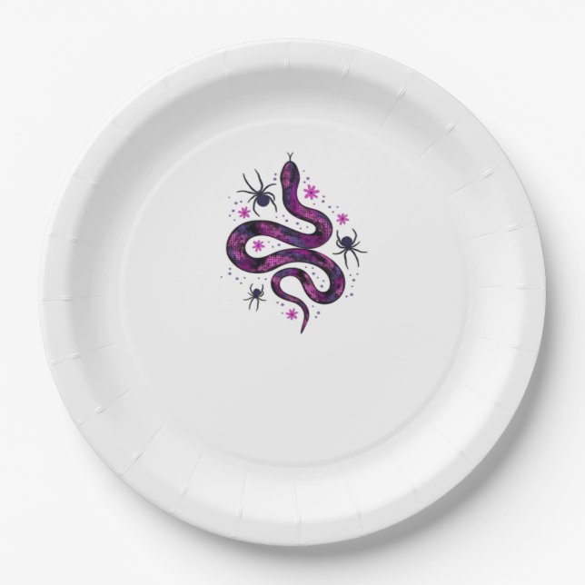 Whimsigoth Snake Flowers Classic Paper Plate (Front)