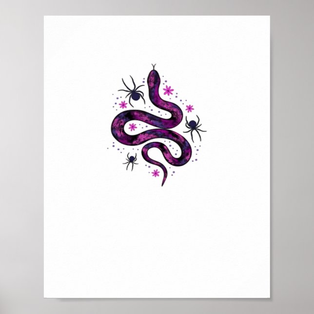 Whimsigoth Snake Flowers Classic Poster (Front)