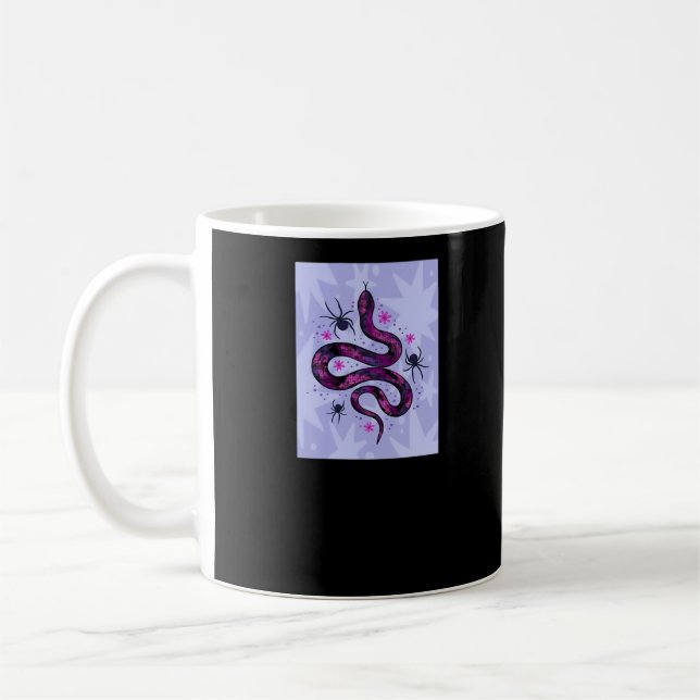 Whimsigoth Snake Spiders Flowers Coffee Mug (Left)