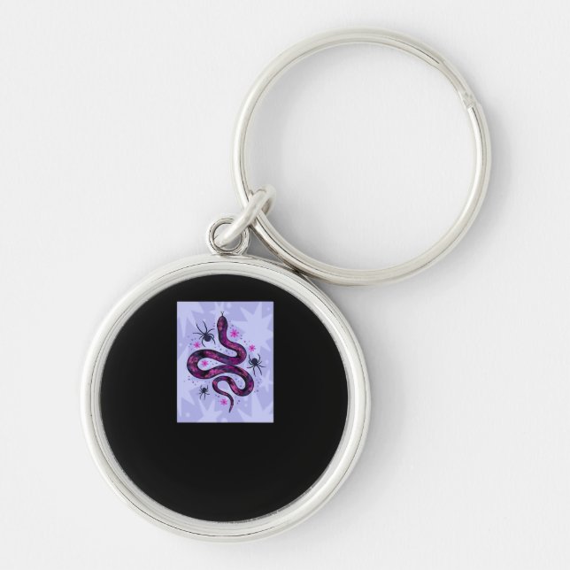 Whimsigoth Snake Spiders Flowers Key Ring (Front)
