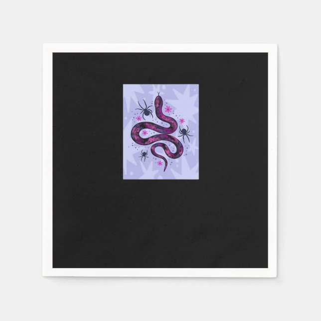 Whimsigoth Snake Spiders Flowers Napkin (Front)
