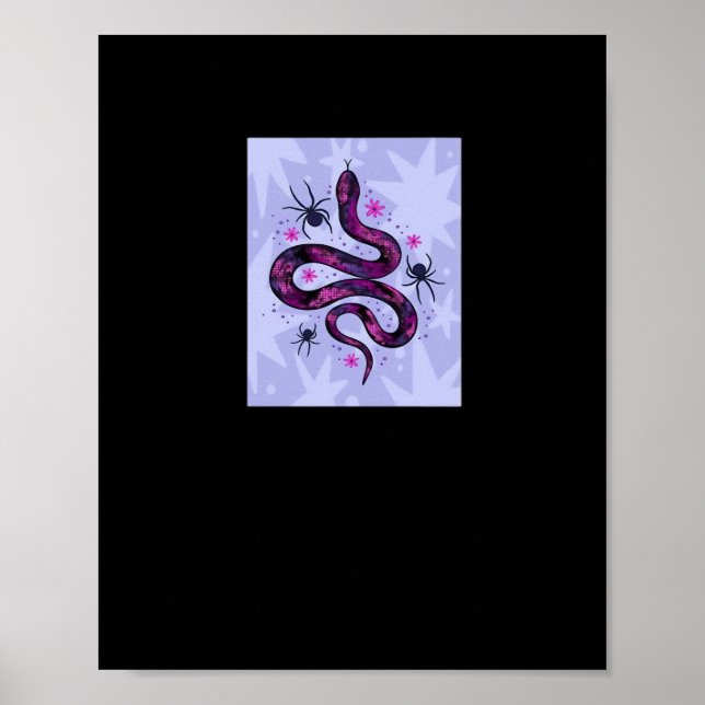 Whimsigoth Snake Spiders Flowers Poster (Front)