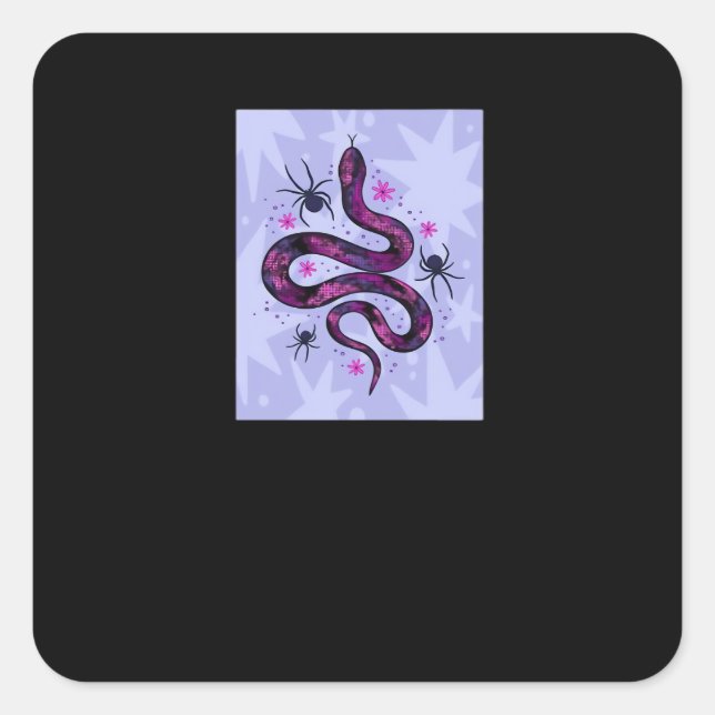Whimsigoth Snake Spiders Flowers Square Sticker (Front)