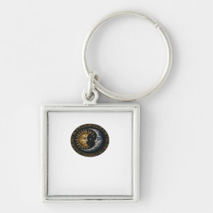 Whimsigoth Stained Glass Moon And Sun Classic Key Ring