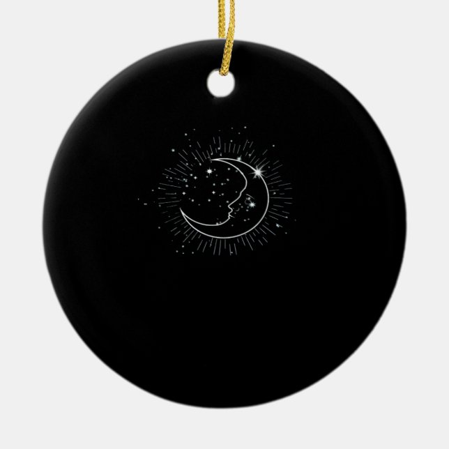Whimsigoth Starry Night Moon Witchy Classic Ceramic Tree Decoration (Front)