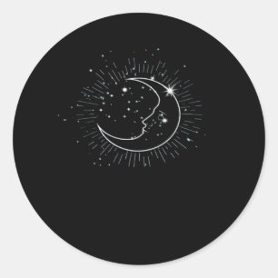 Whimsigoth Starry Night Moon Witchy Classic Classic Round Sticker
