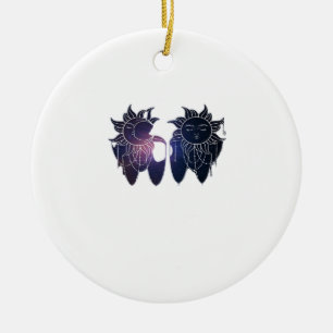 Whimsigoth Starry Night Sun Moon Witchy Classic Ceramic Tree Decoration