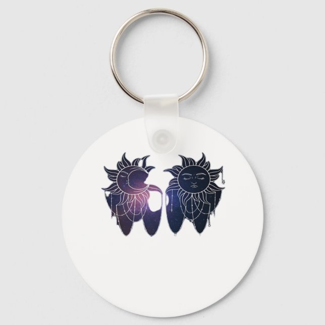 Whimsigoth Starry Night Sun Moon Witchy Classic Key Ring (Front)