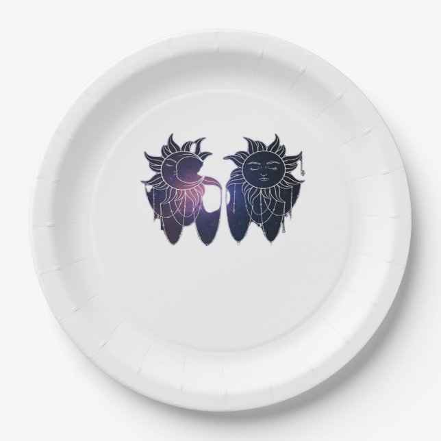 Whimsigoth Starry Night Sun Moon Witchy Classic Paper Plate (Front)