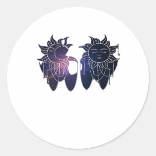 Whimsigoth Starry Night Sun Moon Witchy Classic Round Sticker