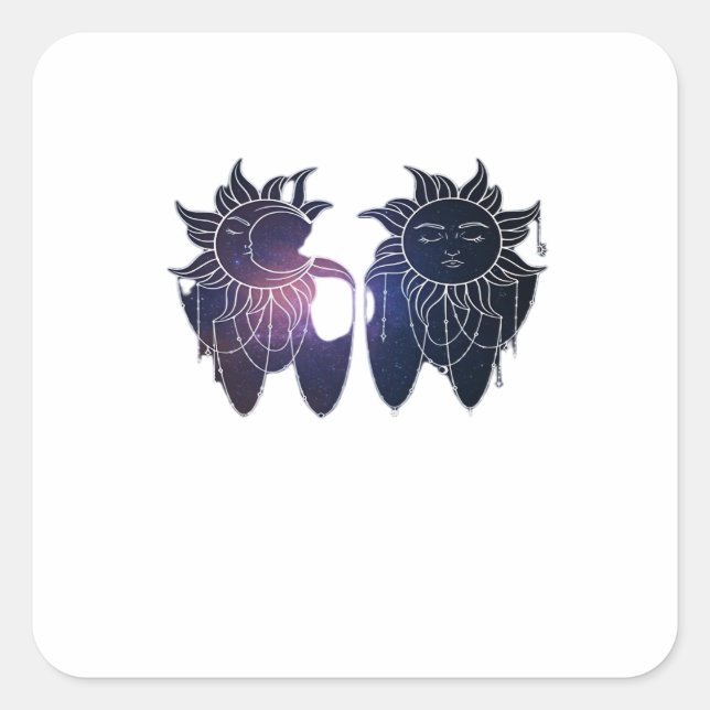 Whimsigoth Starry Night Sun Moon Witchy Classic Square Sticker (Front)