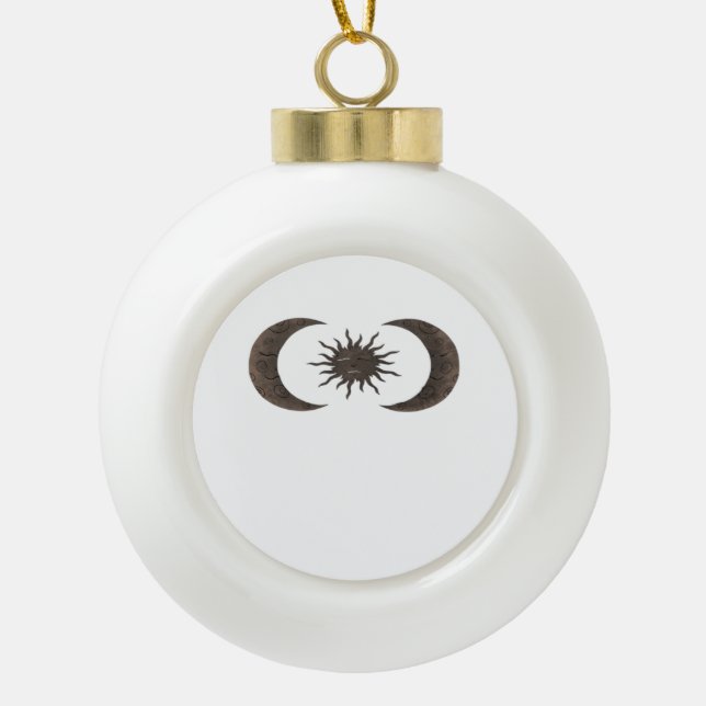 Whimsigoth Sun And Moons Ceramic Ball Christmas Ornament (Front)