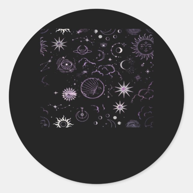 Whimsigoth Sun Moon Witchy Classic Classic Round Sticker (Front)