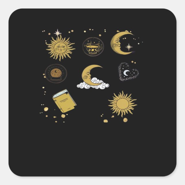 Whimsigoth Sun Moon Witchy Classic Square Sticker (Front)