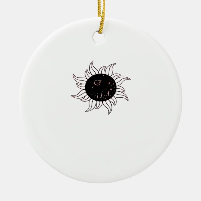 Whimsigoth Sun Space Mountains And Sunset Ceramic Tree Decoration (Front)