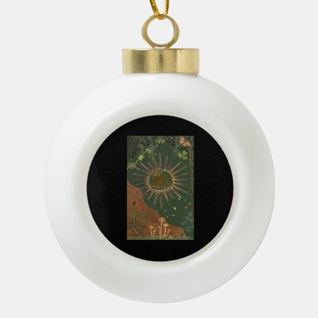Whimsigoth Swirl Poster Ceramic Ball Christmas Ornament (Front)