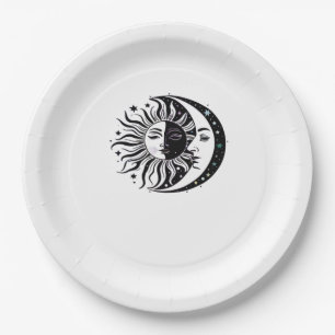 Whimsigoth Watercolour Sun Moon Witchy Classic Paper Plate