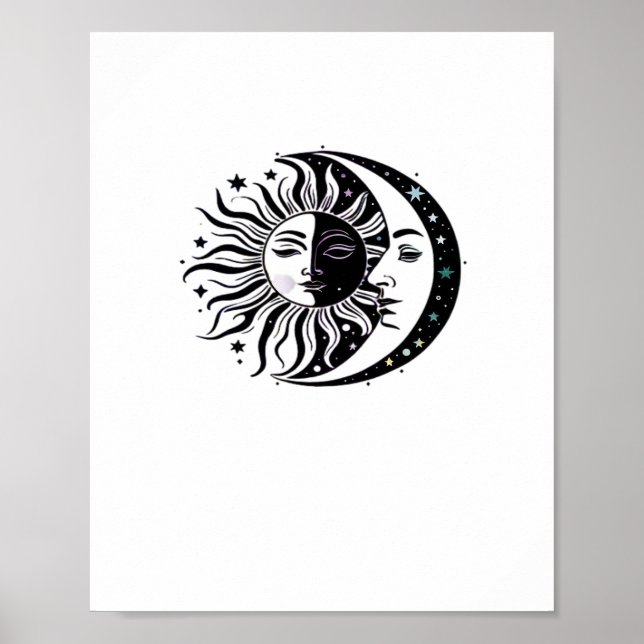 Whimsigoth Watercolour Sun Moon Witchy Classic Poster (Front)