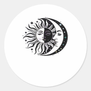 Whimsigoth Watercolour Sun Moon Witchy Classic Round Sticker