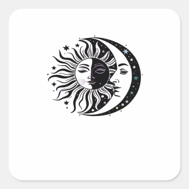 Whimsigoth Watercolour Sun Moon Witchy Classic Square Sticker (Front)