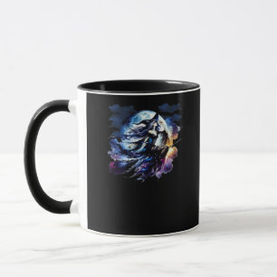 Whimsigoth Witch Flying Over Full Moon Women Kids Mug
