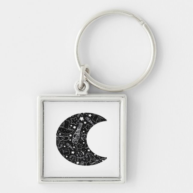 Whimsigoth Witch Moon Wicca Kawaii Goth Tattoo Ast Key Ring (Front)