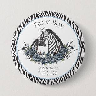 Whimsigoth Zebra Safari Team Boy French Blue 7.5 Cm Round Badge